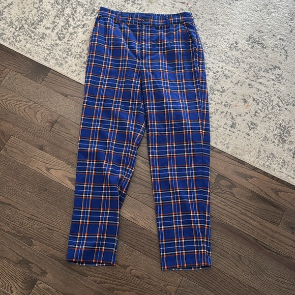 Women's blue plaid pants - Picture 5 of 7